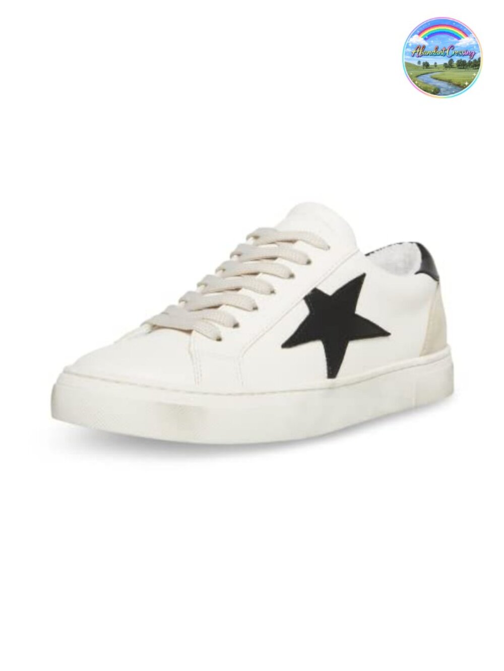 Low-Top Sneakers with Star Detail, Lace-Up, Leather